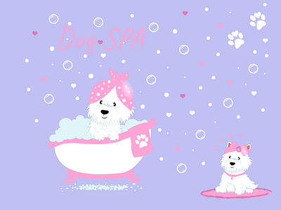 Illustration for grooming salon animal bath branding bubble bussines card cute dog graphic design ill illustration logo nature pet spa vector whi white