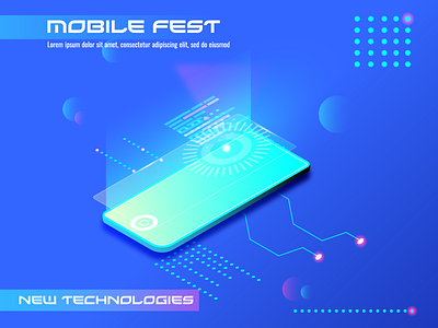 Flyer for the Mobile Festival branding design digital festival flyer graphic design illustration logo mobile new technologies vector