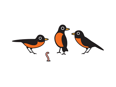 The Unlucky Worm birds illustration robin