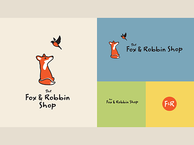 The Fox and Robbin Shop brand illustration logo nonprofit responsive logo retail vector