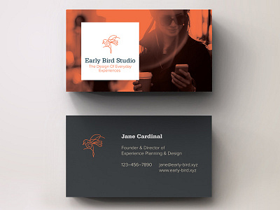 Early Bird Studio Business Card bird brand business card design flight logo