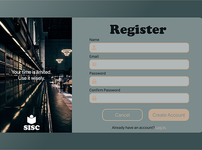 SISC Regristration page design login login page registration ui ux