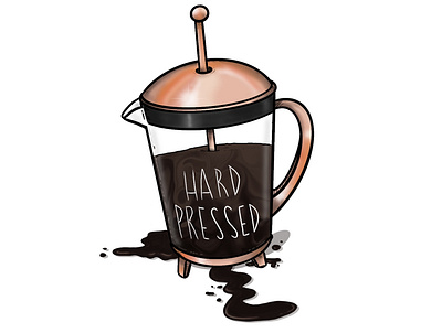 hard pressed. coffee copper design french press illustration procreate