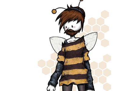 buzz off. beard bees buzz off design hexagon honeycomb illustration procreate