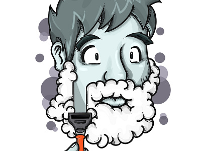 clean shave. beard blue cold day in hell design illustration procreate razor shave