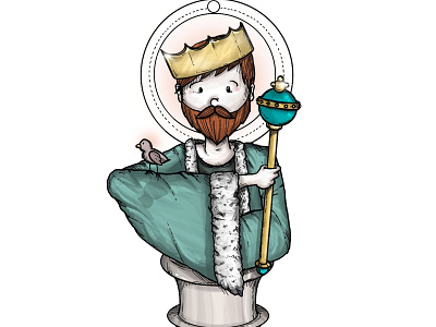 crowned one. beard bird crown crowned one design hipster illustration king meaning name procreate