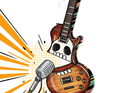 don't fret. design electric guitar guitar illustration loud mic music procreate sing song