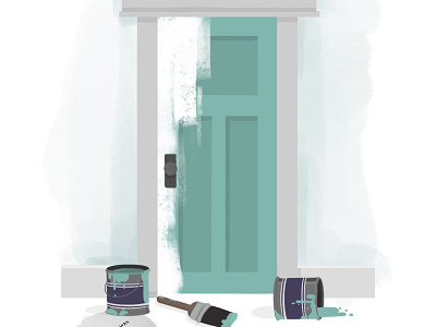 possibility. blue paint design door future goals illustration journey overcome paint paint brush paint can painted procreate renovation