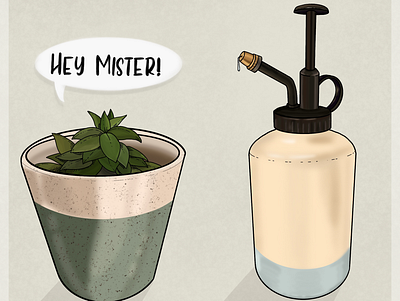 hey mister! cactus design hey mister house plant illustration mister plant procreate succulent