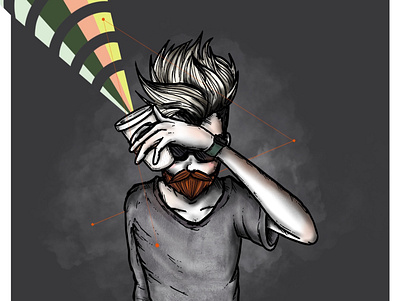 this mess that i've made. beard coffee design geometric hipster illustration pastel procreate rainbow shades sunglasses
