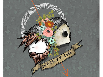 death / life 2.0 beard death design hipster illustration life procreate skull