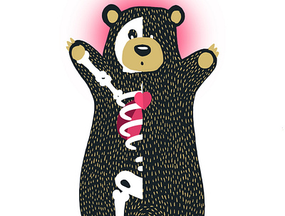 bear hug. bear bear hug design forest illustration procreate woodland creatures woods