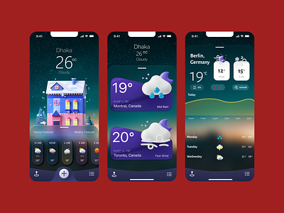 Weather App UI Design app book cover branding design graphic design illustration kdp logo typography ui uiux ux vector weather app weather ui design