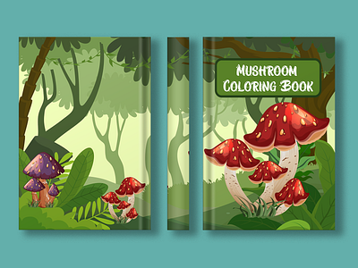 Mushroom Coloring Book Cover Design book cover branding design graphic design illustration kdp logo typography ui vector