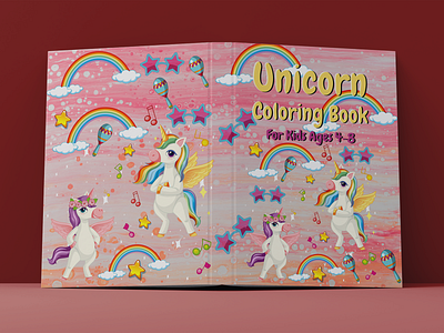 Unicorn Coloring Book Cover For KDP book cover branding design graphic design illustration kdp logo typography ui vector