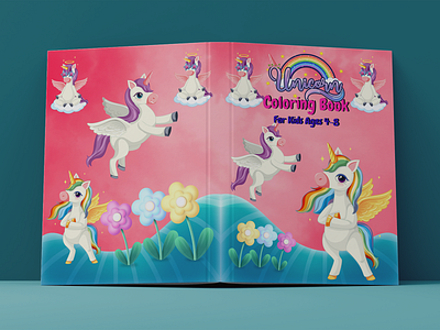 Unicorn Coloring Book Cover For KDP 3d animation book cover branding design graphic design illustration kdp logo motion graphics typography ui vector