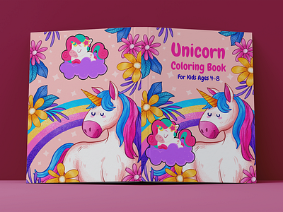 Unicorn Coloring Book Cover For KDP 3d animation book cover branding design graphic design illustration kdp logo motion graphics typography ui vector