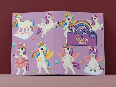 Unicorn Activity Book Cover For KDP book cover branding design graphic design illustration kdp logo typography ui vector