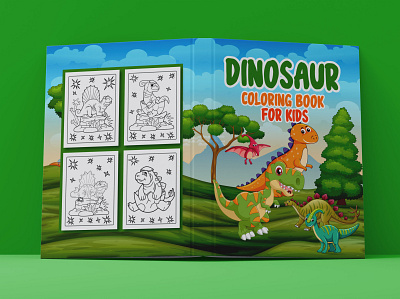 Dinosaur Coloring Book For Kids, Cover For KDP book cover branding design graphic design illustration kd kdp logo typography ui vector