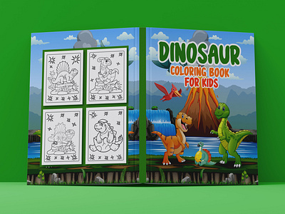 Dinosaur Coloring Book For Kids, Cover For KDP amazon book cover branding design graphic design illustration kdp logo typography ui vector