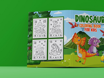 Dinosaur Coloring Book For Kids, Cover For KDP book cover branding design graphic design illustration kdp logo motion graphics typography ui vector