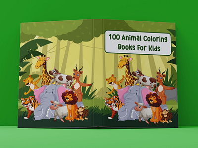 100 Animal Coloring Books For Kids book cover branding design graphic design illustration kdp logo typography ui vector