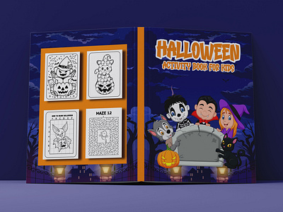Halloween Activity Book For Kids book cover branding design graphic design halloween activity book for kids illustration kdp logo typography ui vector