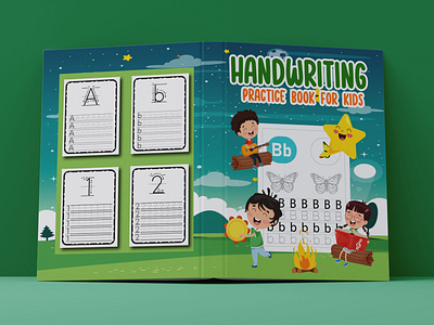Handwriting Practice Book For Kids animation book cover branding graphic design logo ui