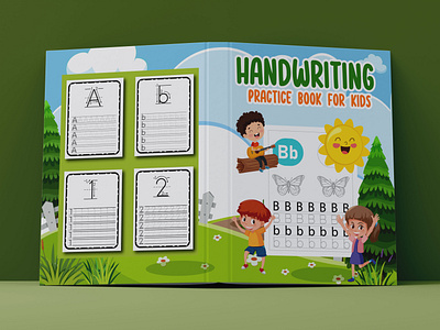 Handwriting Practice Book For Kids book cover branding design graphic design illustration kdp logo typography ui vector