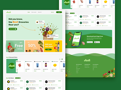 Groceries Recommendation Website Design green groceries shop ui ux vegetables web