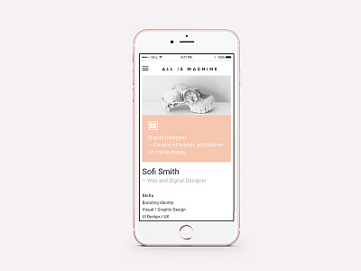 Portfolio on mobile - All is Machine classic minimal mobile pastel responsive responsive design web design