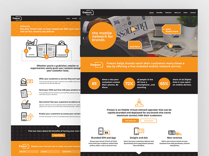 Website Design + Build for Mobile Network website graphic design ui identity branding mobile icon iconography illustration flat web design orange
