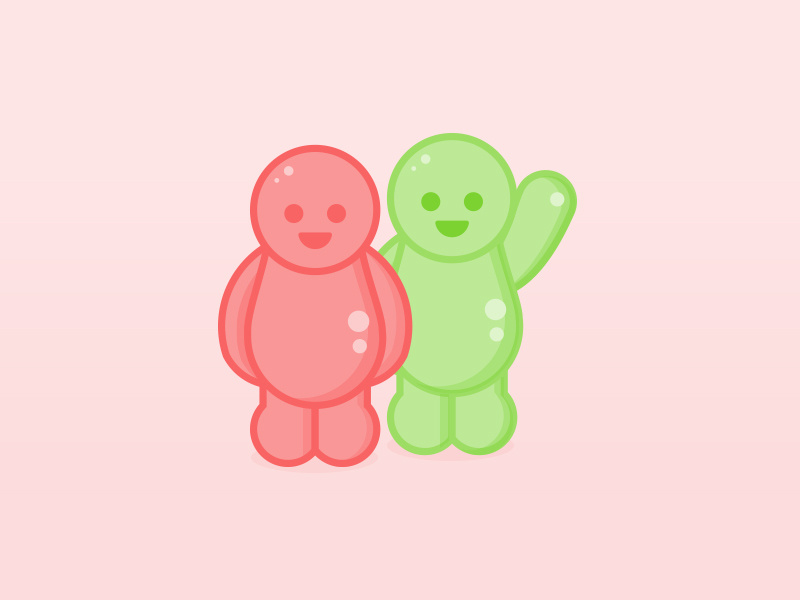 Happy Customers illustration - Jelly Babies flat shiny corporate customer character waving happy jelly baby jelly illustration iconography icons