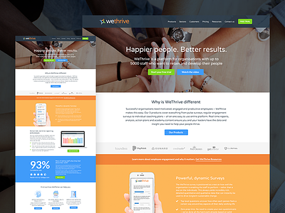 WeThrive Marketing Website Re-Design app branding design flat orange product product design redesign software web web design website