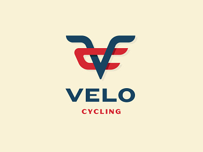 Velo Cycling Club badge logo biking branding cycling flying v illustration logo modern monogram retro vintage wings
