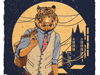 Casul in The City animals casual city design forest hipster human london print taxidermy tiger