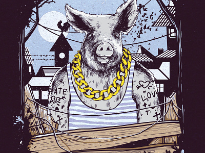 Filthy Animal dirty filthy animal gangsta gold hate love pig pop culture skyline taxidermy urban vintage style