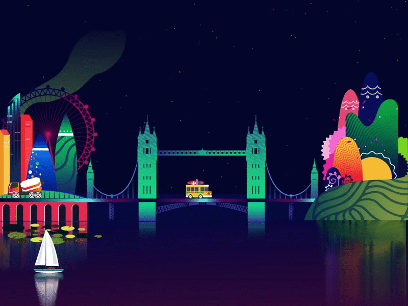 Magic Of Night 2d animation celebration colorful illustration london motion graphics night project shape layer