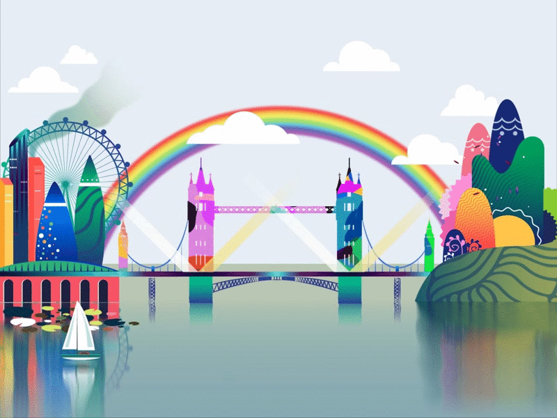 Magical London Final 2d agency animation app branding bridge flat illustration motion graphics tower ui vector