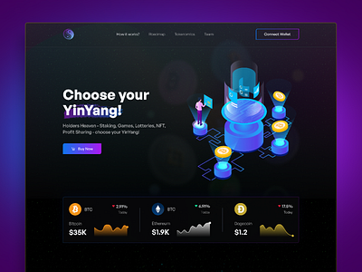 YinYang- Crypto Redesign Landing Page. 3d bitcoin landing page blockchain landing page clean crypto landing page cryptocurrency defi landing page finance graphic design homepage landing page logo metaverse landing page nft landing page real estate saas landing page ui uiux designer visual identity