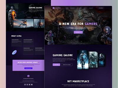 Ultra- NFT Gaming Redesign Landing Page. 3d animation branding crypto cryptocurrency design finance graphic design homepage logo motion graphics nft nft landing page typography ui ui design ux website landingpage