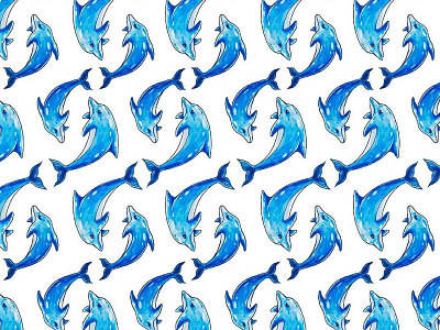 Dolphin Pattern design dolphins draw graphics illustration nick arty pattern sketch watercolor