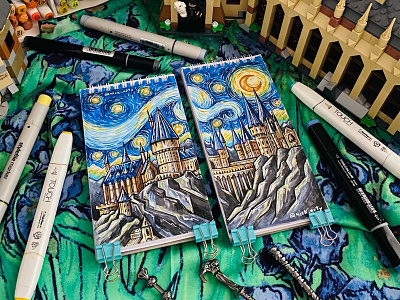 Van Gogh - Hogwarts art draw graphics harrypotter hogwarts illustration nick arty sketch vangogh