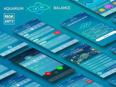 Aquarium balance App app aquarium design graphics mobile mobiledsign nick arty nick arty design uiux web