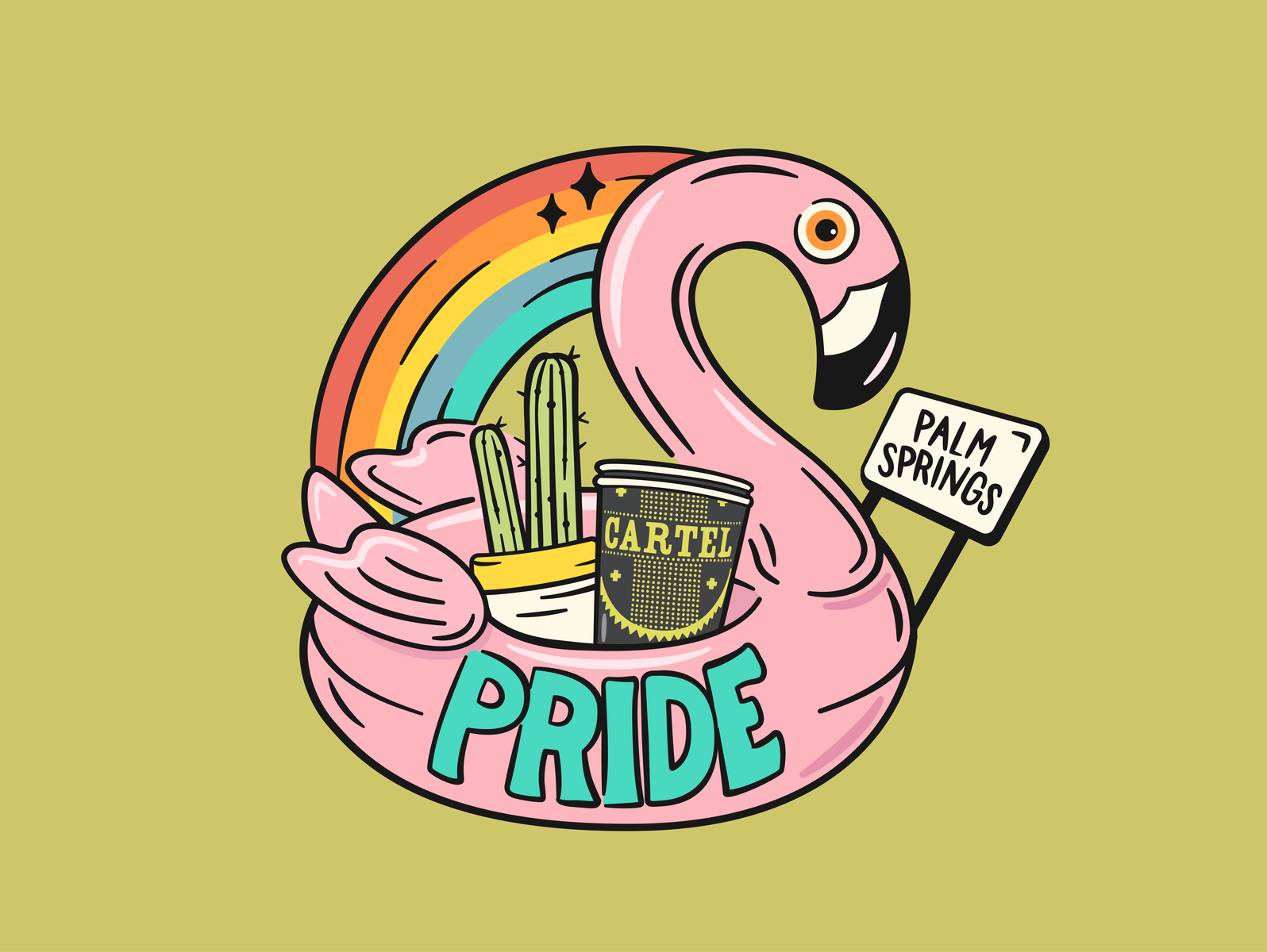 Pride Sticker Design For Cartel Coffee In Palm Springs by Sage Aune on Dribbble