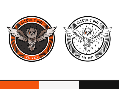 Electric Owl - Badge Logo animals artificial blade runner brand design branding design electric owl graphic design logo logo design logodesign owl owl logo owl logos