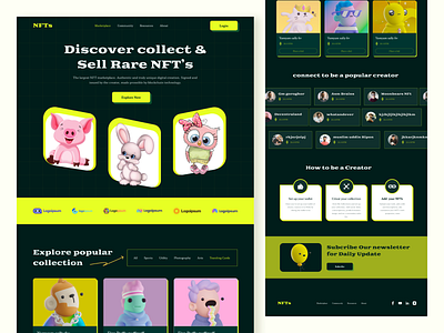 NFT Landing Page Design 2022 bitcoin black clean crypto cryptoart dark habib landing page marketplace nft market nft marketplace nfts token trend ui ui design website website design