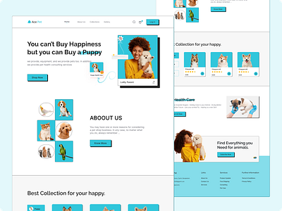 Ace Pet - Pet shop landing page 2022 animalshop care shop cat cat pet destoop habib hoomepage landing page layout minimal modern pet pet store pet ui petshop ui web design