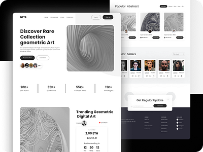 NFTs Marketplace Website 2022 artwork artwrok bitcoin clean crypto art cryptocurrency cyrpto digital artwork etheum habib landing page nft nft art token ui ui ux website website design