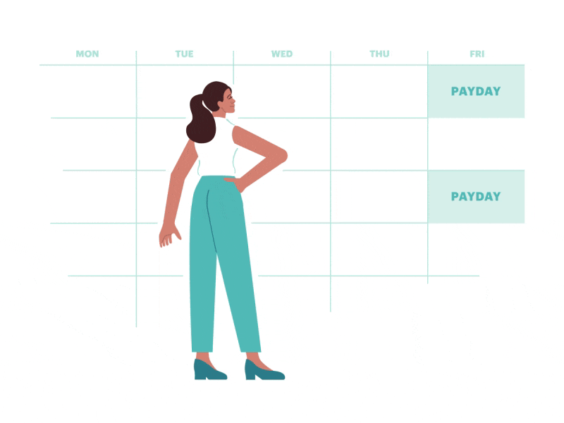 Flexible Pay Animated Hero [GIF] animation calendar choice educational fintech flexible pay gif gusto illustration instructional payday